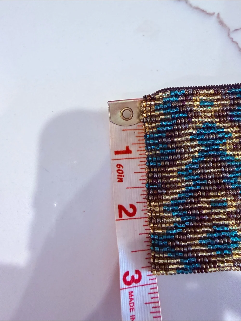 Handcrafted Beaded coin Pouch in Teal, Gold & Brown